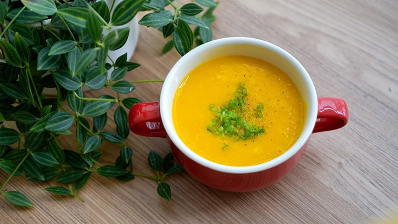 Cháo tim nấu với bí đỏ thơm ngon, béo ngậy